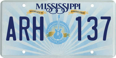 MS license plate ARH137