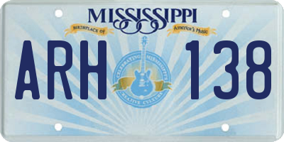 MS license plate ARH138