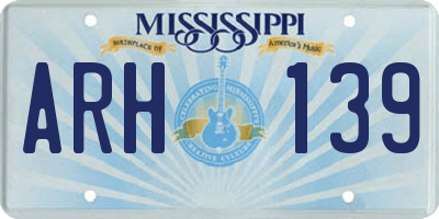 MS license plate ARH139