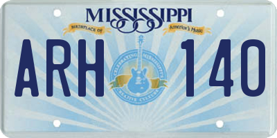 MS license plate ARH140