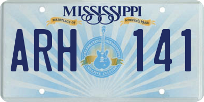 MS license plate ARH141