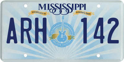 MS license plate ARH142