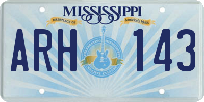 MS license plate ARH143