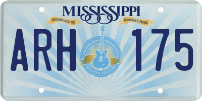 MS license plate ARH175