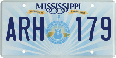 MS license plate ARH179