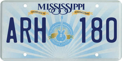 MS license plate ARH180