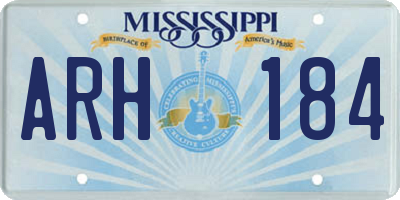 MS license plate ARH184