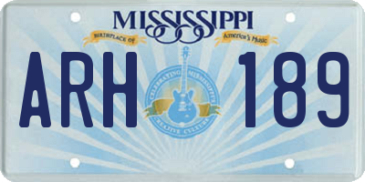 MS license plate ARH189