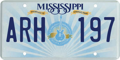 MS license plate ARH197