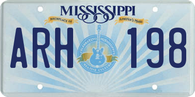 MS license plate ARH198
