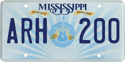 MS license plate ARH200