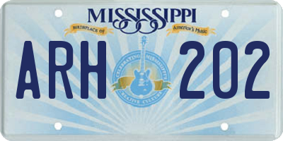 MS license plate ARH202