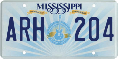 MS license plate ARH204