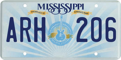 MS license plate ARH206