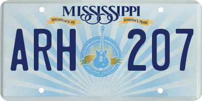 MS license plate ARH207