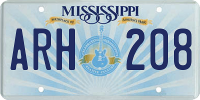 MS license plate ARH208