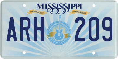 MS license plate ARH209