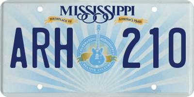 MS license plate ARH210