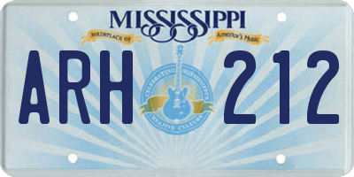 MS license plate ARH212