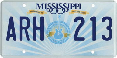 MS license plate ARH213