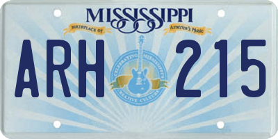 MS license plate ARH215