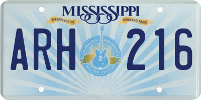MS license plate ARH216