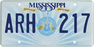 MS license plate ARH217