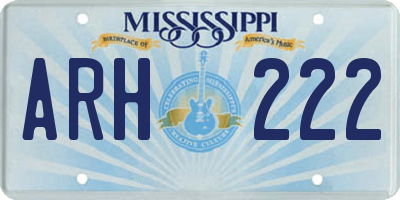 MS license plate ARH222