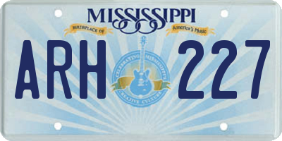 MS license plate ARH227