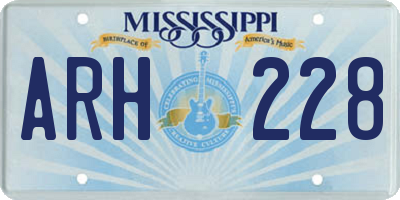 MS license plate ARH228