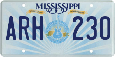 MS license plate ARH230