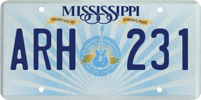 MS license plate ARH231