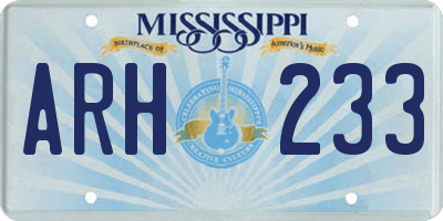 MS license plate ARH233