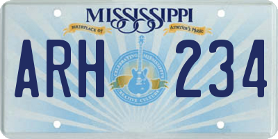 MS license plate ARH234