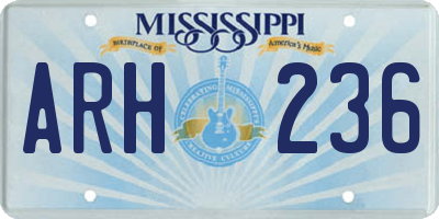 MS license plate ARH236