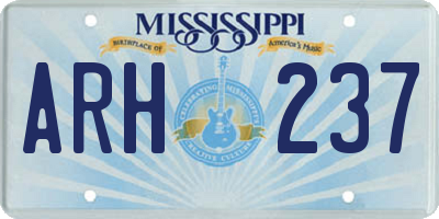 MS license plate ARH237
