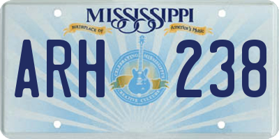 MS license plate ARH238