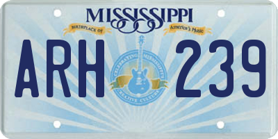 MS license plate ARH239