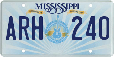 MS license plate ARH240