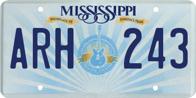 MS license plate ARH243