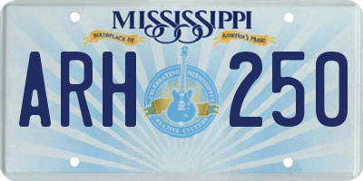 MS license plate ARH250