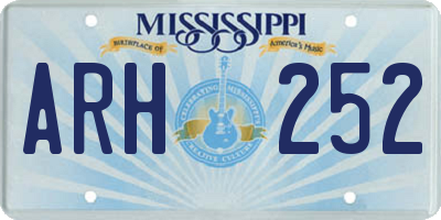 MS license plate ARH252