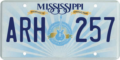 MS license plate ARH257