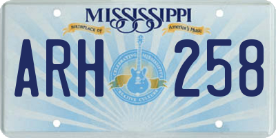MS license plate ARH258