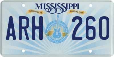 MS license plate ARH260