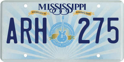 MS license plate ARH275