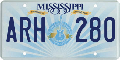 MS license plate ARH280