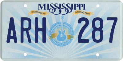 MS license plate ARH287