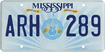 MS license plate ARH289