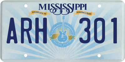 MS license plate ARH301